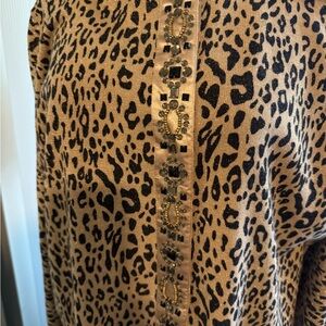 Chico's Animal Print Cardigan with Black Details